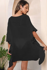 Ocevara beachsissi Solid Black Three Flower Print Swimsuits Cover Up - image 4
