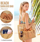 Ocevara Women's Swimming Beach Bag Portable One Shoulder Storage Bag Crossbody Bag Versatile Mesh Bag - image 1