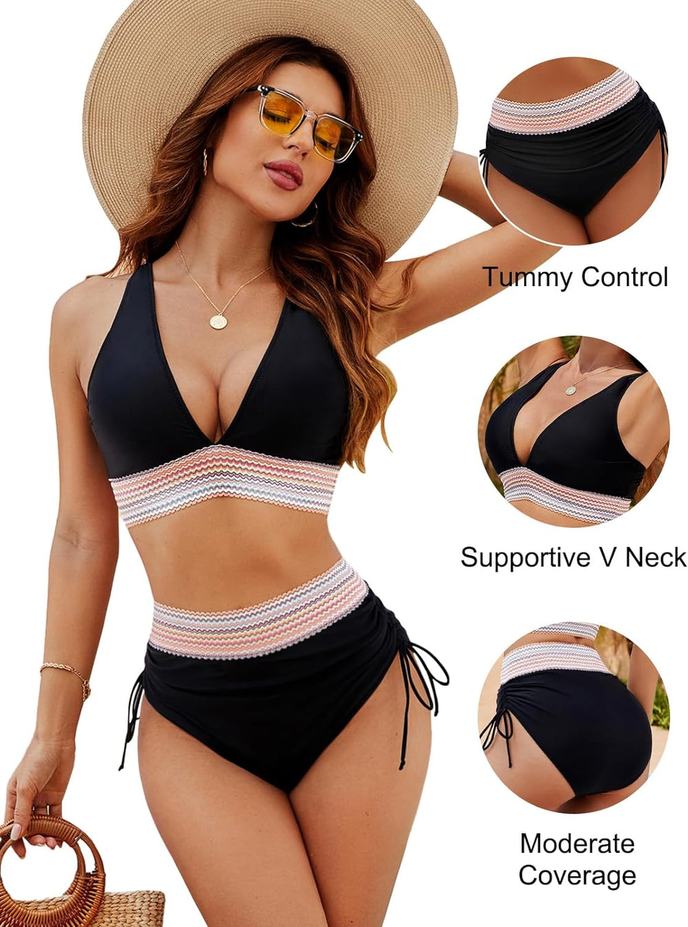 Ocevara Ocevara - High Waisted Tummy Control Color Block Bikini Sets - image 15