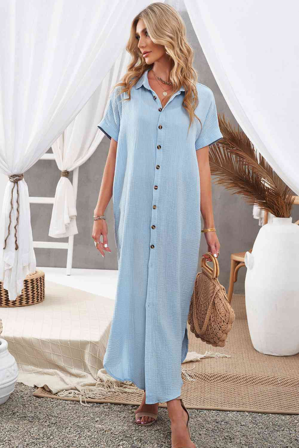Ocevara Ocevara - White Solid Color Long Sun-proof Cardigan Cover Up - image 17