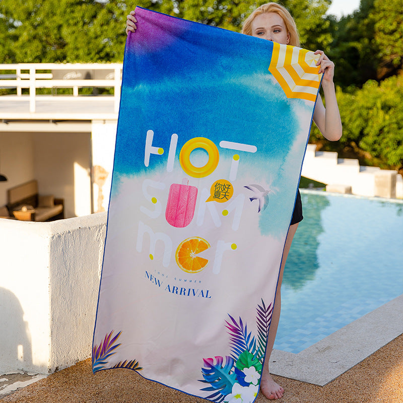 Ocevara Double-sided velvet beach towel for seaside swimming, water-absorbent, non-sand, breathable, - image 7
