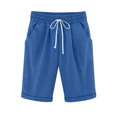 Ocevara Ocevara - Women's Elastic Waist Knee Length Casual Cotton Bermuda Shorts with Drawstring - image 7