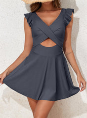 Ocevara Ocevara - Women's One Piece Swimsuit Ruffle Cutout Swimdress Tummy Control V Neck Wrap Swimwear - image 23