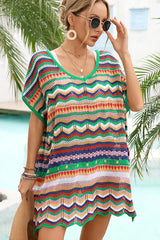 Ocevara beachsissi Fashion Color Block Knitted Swimsuit Cover Up - image 7