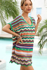 Ocevara beachsissi Fashion Color Block Knitted Swimsuit Cover Up - image 6