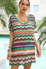 Ocevara beachsissi Fashion Color Block Knitted Swimsuit Cover Up - image 4