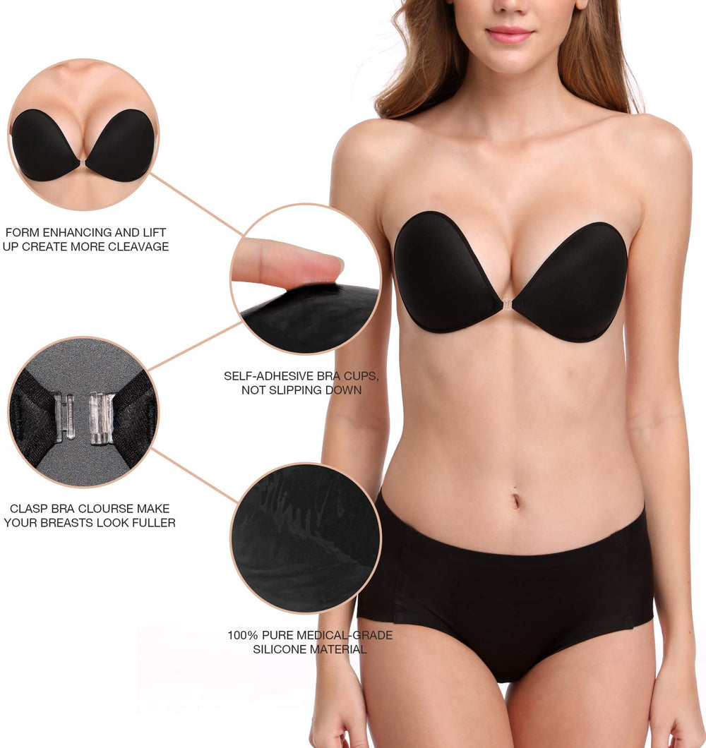 Ocevara Adhesive Bra Reusable Strapless Self Silicone Push-up Invisible Sticky Bras for Backless Dress - image 8