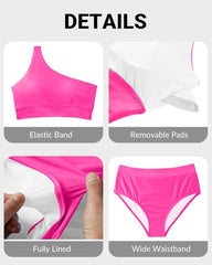 Ocevara Ocevara - High-Waist One-Shoulder Tummy Control Bikini Set - image 6