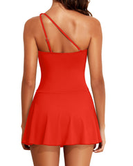 Ocevara Ocevara - Women One Piece Swim Dress One Shoulder Swimsuit with Skirt - image 27