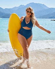 Ocevara Ocevara - Women's One Piece Swimsuits Push Up Tummy Control Bathing Suits V Neck Cutout Modest - image 24