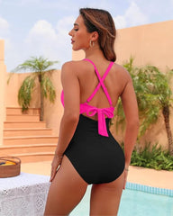 Ocevara Ocevara - Women's One Piece Swimsuits Push Up Tummy Control Bathing Suits V Neck Cutout Modest - image 19