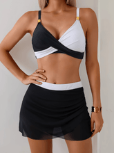 Women's Two-Piece Swim Set with Mesh Skirt - SF4591