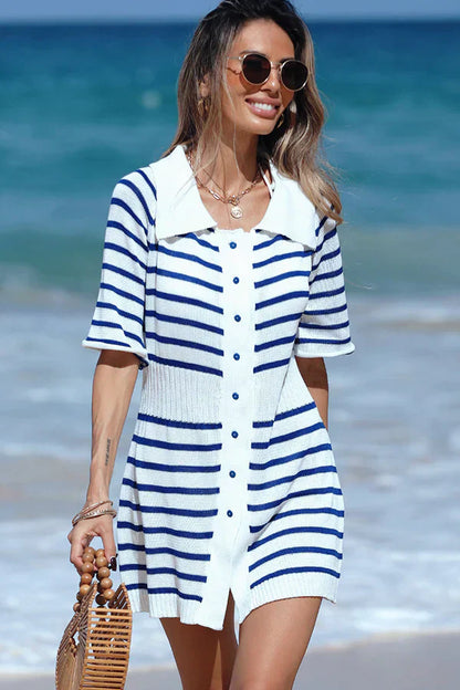 Ocevara Stripe Print Knitted Swimsuit Cover Up - image 3