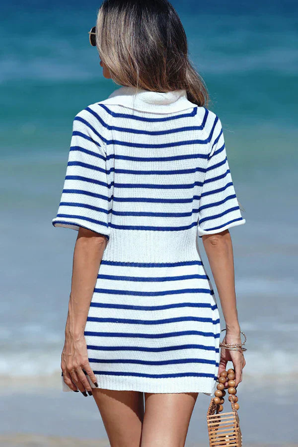 Ocevara Stripe Print Knitted Swimsuit Cover Up - image 5