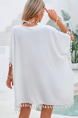 Ocevara Solid Color Hollow Tassel Swimsuit Cover Up - image 3