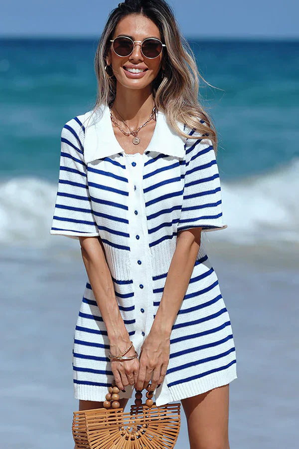 Ocevara Stripe Print Knitted Swimsuit Cover Up - image 6