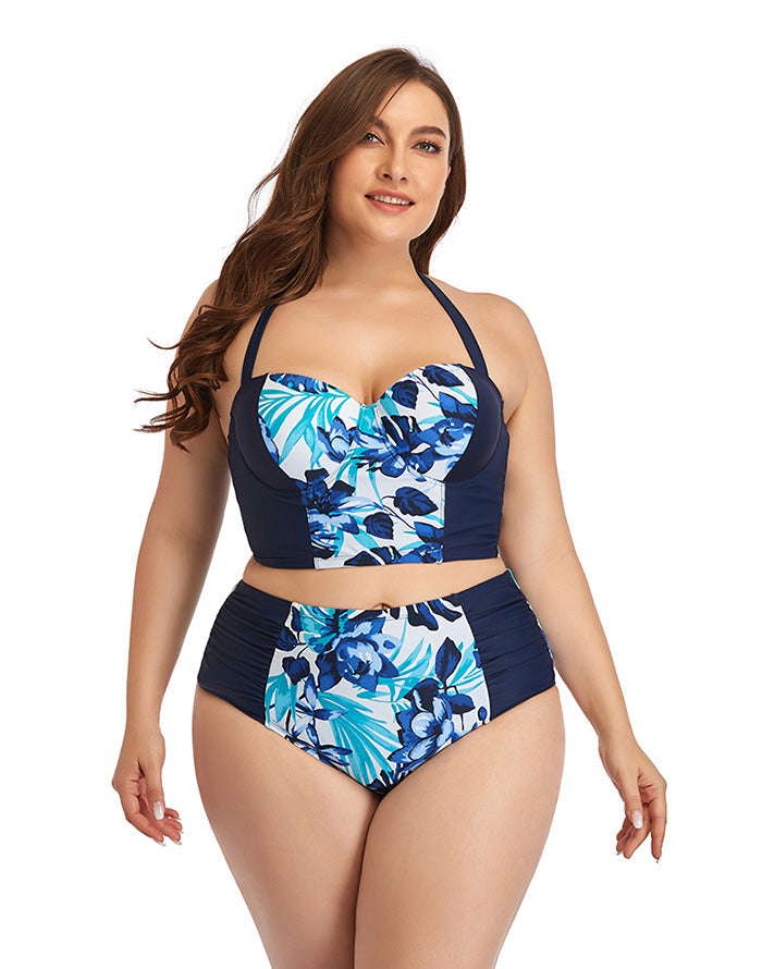Ocevara Paneled Floral High-Waist Plus Size Bikini Swimsuit - image 1
