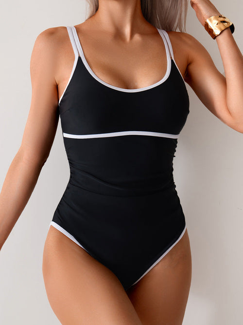 Ocevara Ocevara - Women's Tummy Control Swimsuit Color Block One Piece Bathing Suits Slimming Double - image 1