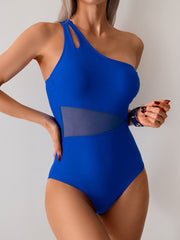 Ocevara Ocevara - Women's One Piece Swimsuits Tummy Control Mesh Patchwork Bathing Suit One Shoulder - image 3