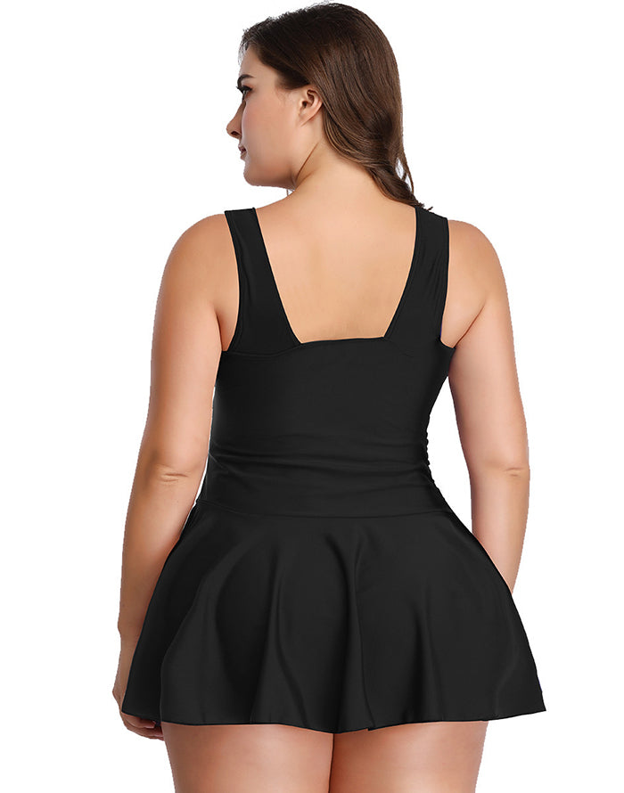 Ocevara Ocevara - Black V-Neck Skirt One Piece Swimdress - image 2