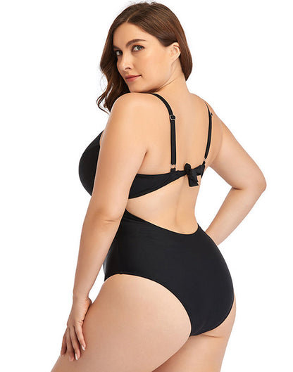 Ocevara Black Sweetheart Neckline Hollow One-Piece Swimsuit - image 2