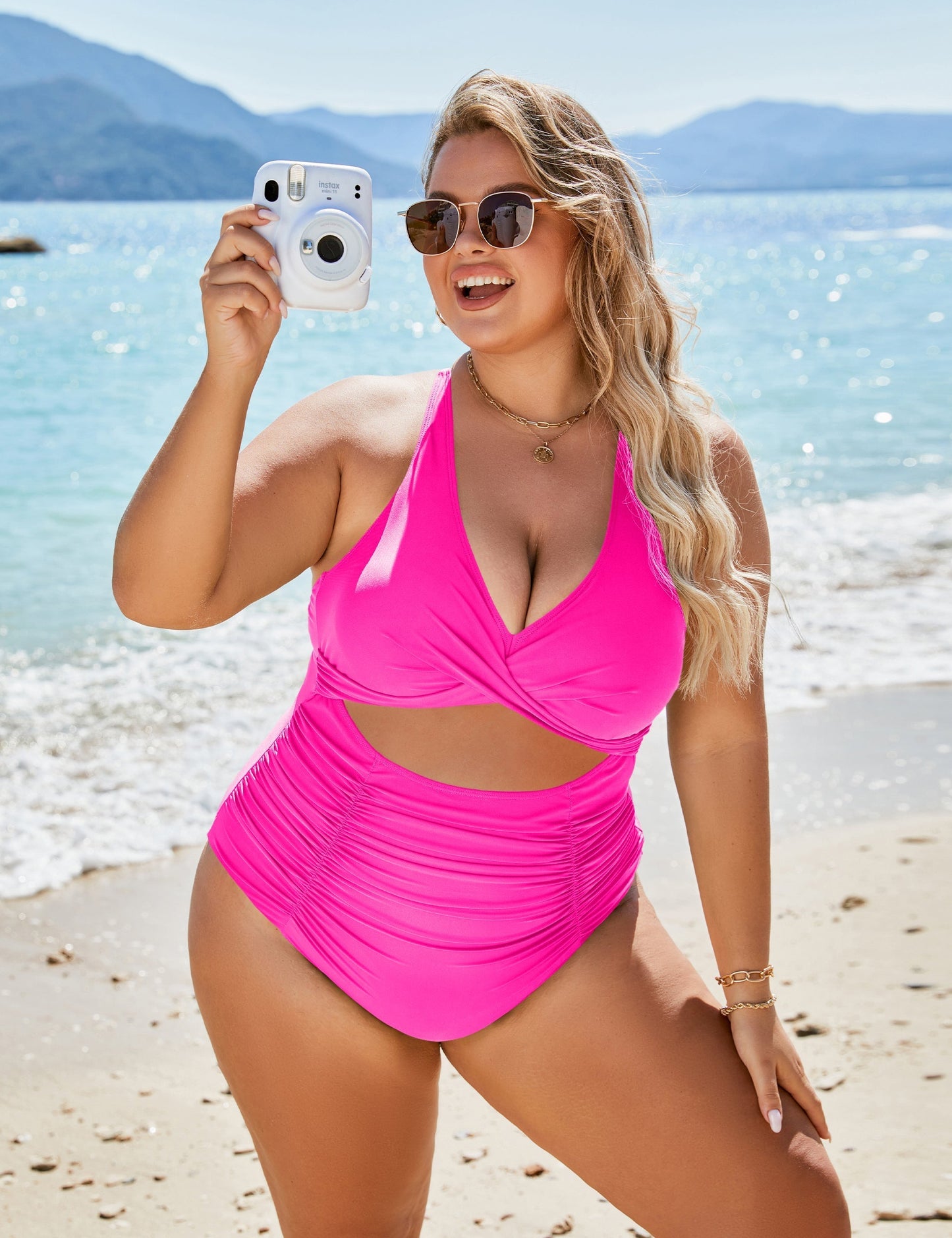 Ocevara Ocevara - Women's One Piece Swimsuits Push Up Tummy Control Bathing Suits V Neck Cutout Modest - image 14