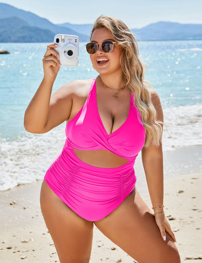 Ocevara Ocevara - Women's One Piece Swimsuits Push Up Tummy Control Bathing Suits V Neck Cutout Modest - image 14