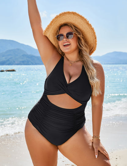 Ocevara Ocevara - Women's One Piece Swimsuits Push Up Tummy Control Bathing Suits V Neck Cutout Modest - image 10