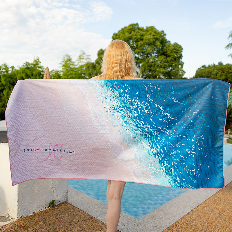 Ocevara Double-sided velvet beach towel for seaside swimming, water-absorbent, non-sand, breathable, - image 6