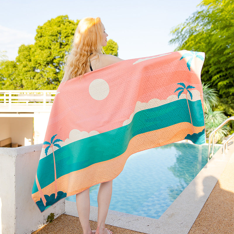 Ocevara Double-sided velvet beach towel for seaside swimming, water-absorbent, non-sand, breathable, - image 20