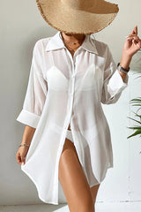 Ocevara Solid Color Lapel Swimsuit Cover Up - image 4