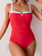 Ocevara Ocevara - Women's One Piece Swimsuits Color Block Slimming Tummy Control Bathing Suit V V-Wire - image 3