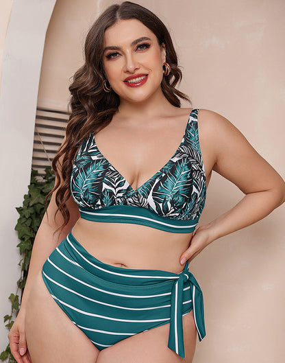 Ocevara Printed Stripe Plus Size Bikini - image 9