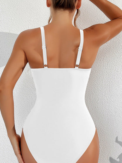 Ocevara Ocevara - Women Plus Size One Piece Swimsuit V Neck Mesh Sheer Tummy Control Bathing Suit - image 5