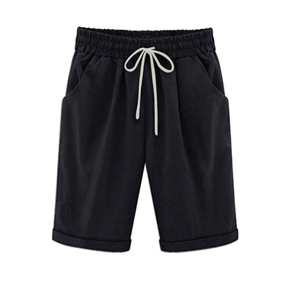 Ocevara Ocevara - Women's Elastic Waist Knee Length Casual Cotton Bermuda Shorts with Drawstring - image 5