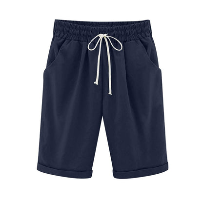 Ocevara Ocevara - Women's Elastic Waist Knee Length Casual Cotton Bermuda Shorts with Drawstring - image 11