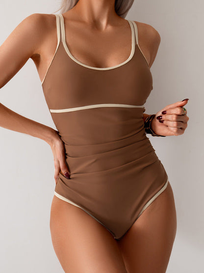 Ocevara Ocevara - Women's Tummy Control Swimsuit Color Block One Piece Bathing Suits Slimming Double - image 15