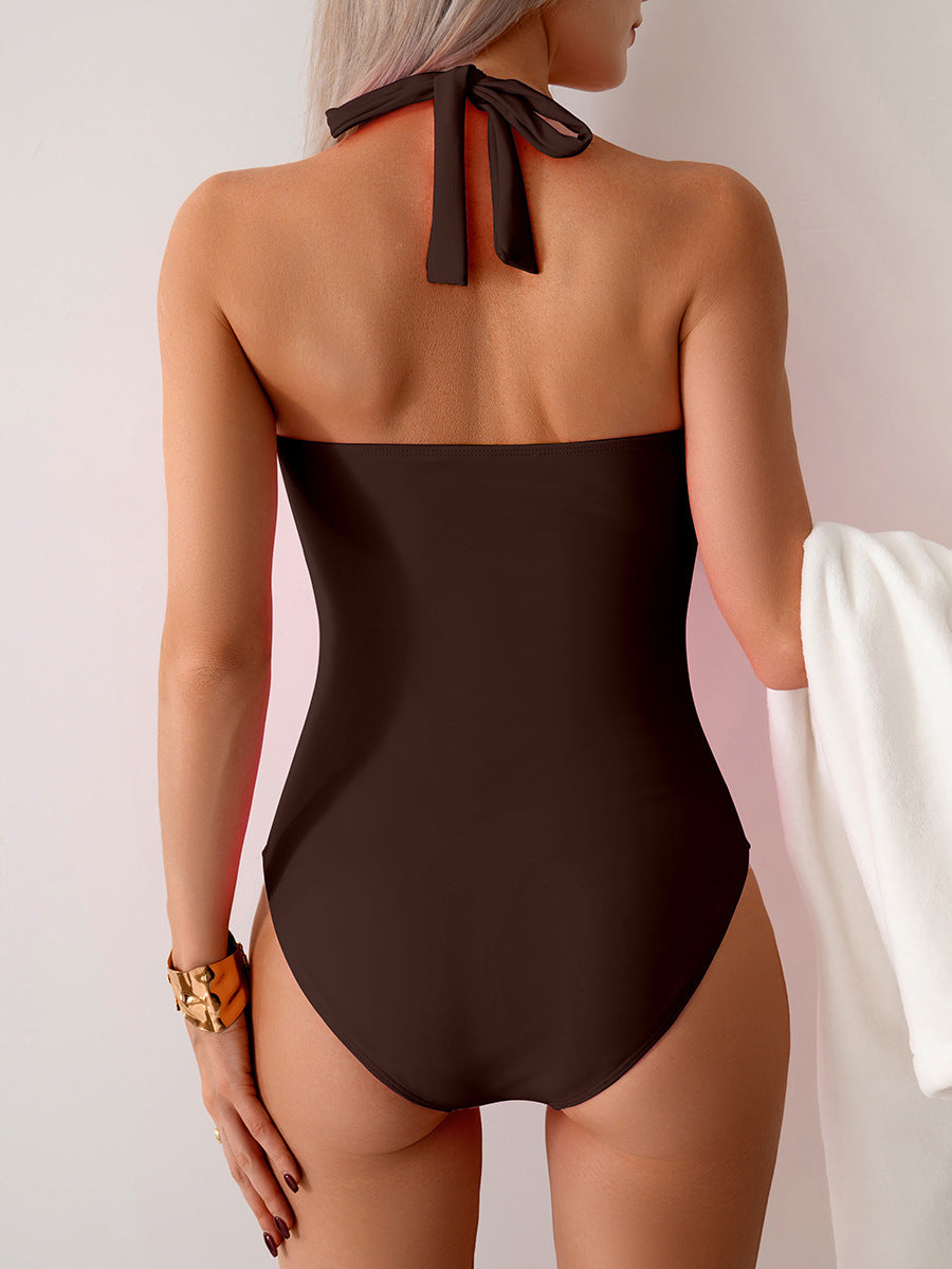 Ocevara Ocevara - Women's One Piece Swimsuit V Neck Halter Swimwear Twist Front Ruched Tummy Control - image 24