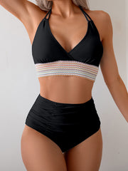 Ocevara Ocevara - Two Piece High Waisted Bikini Sets Tummy Control Color Block Suspender Swimwear - image 3
