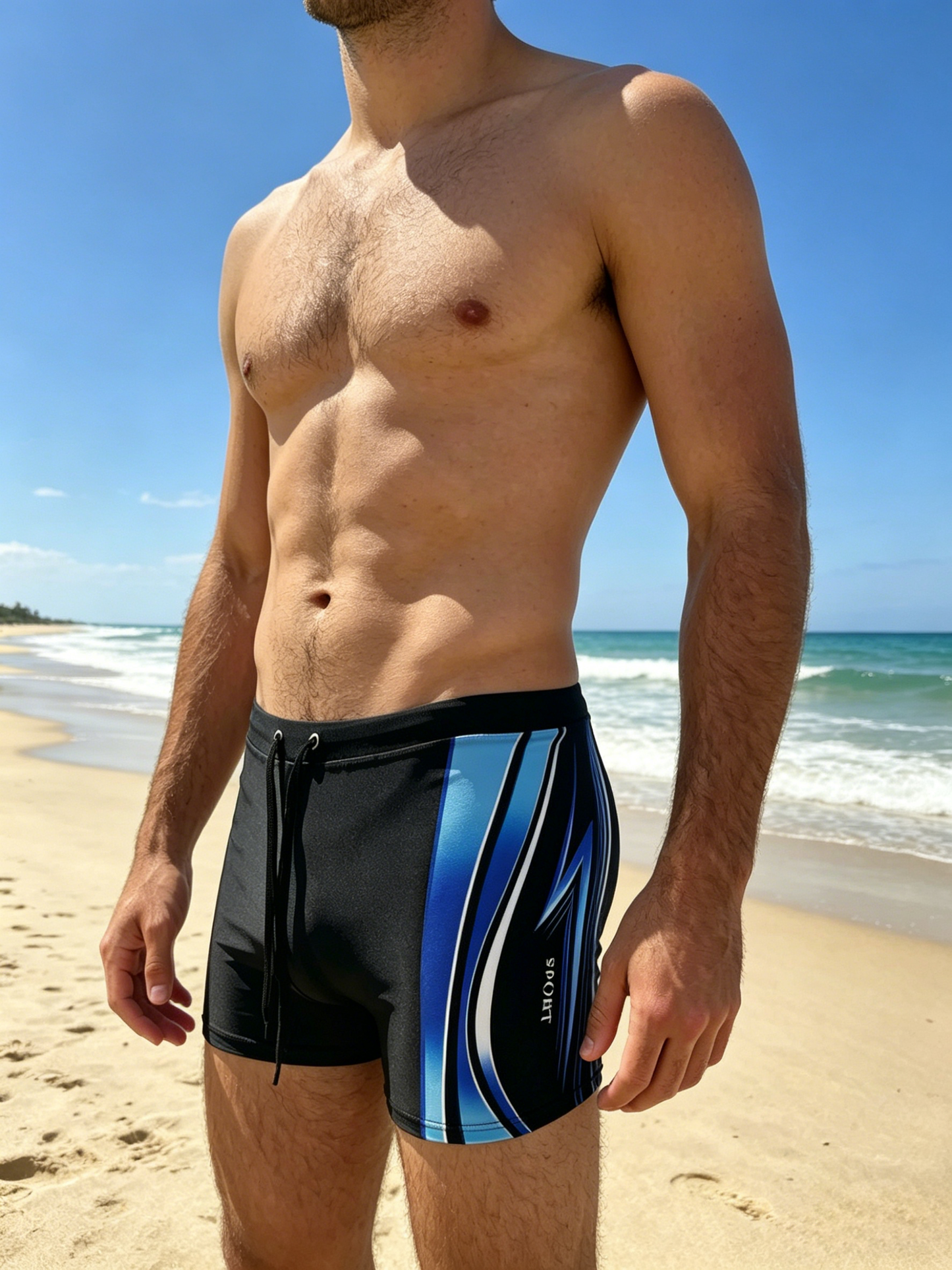 Men's Quick-Dry Sport Square-Leg Swim Trunks