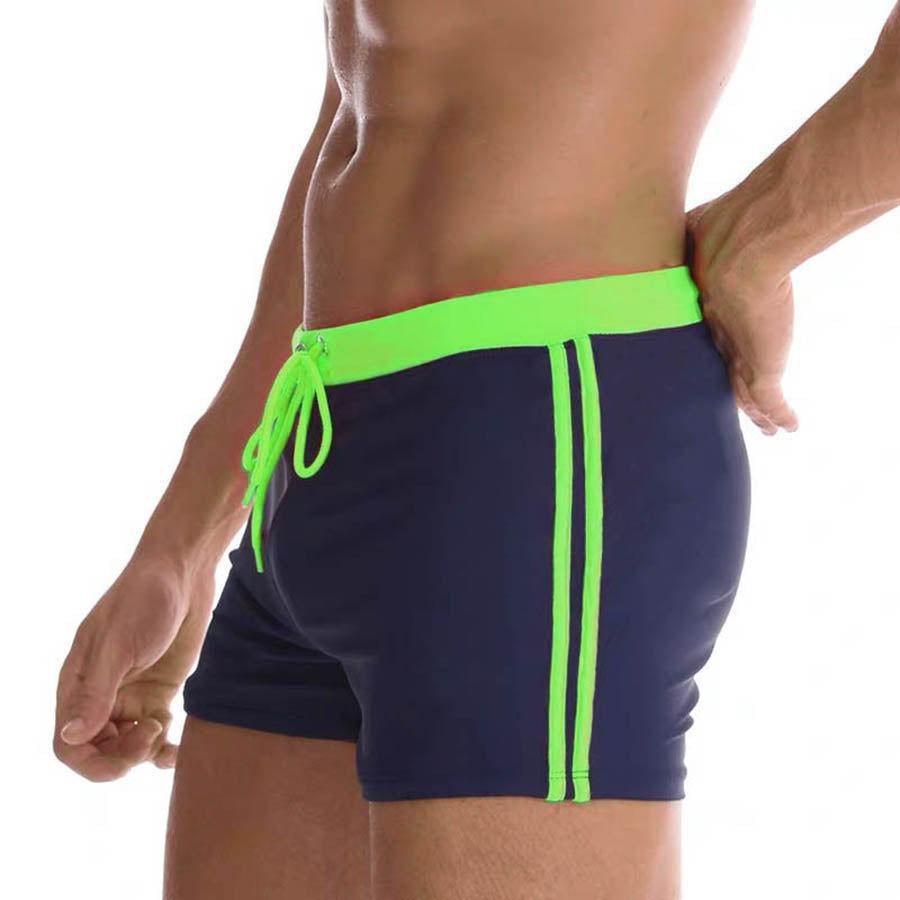 Men's Slim Fit Drawstring Square-Leg Swim Trunks