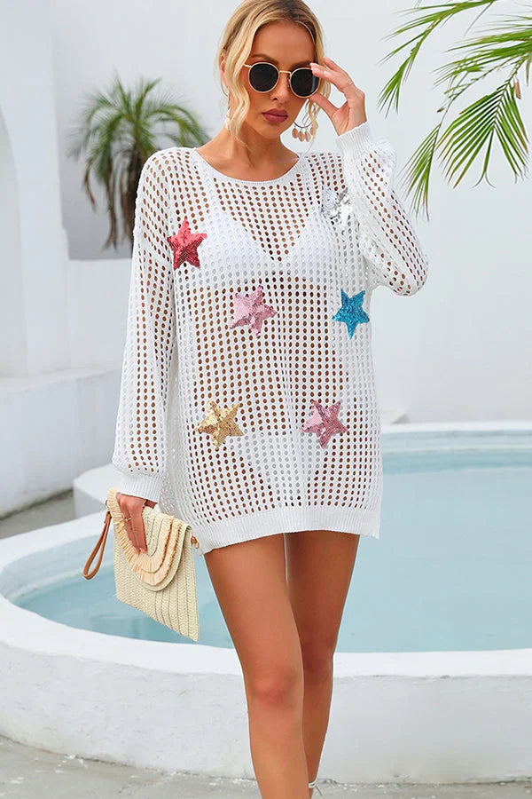 Ocevara Hollow Pentagram Design Swimsuit Cover Up - image 2