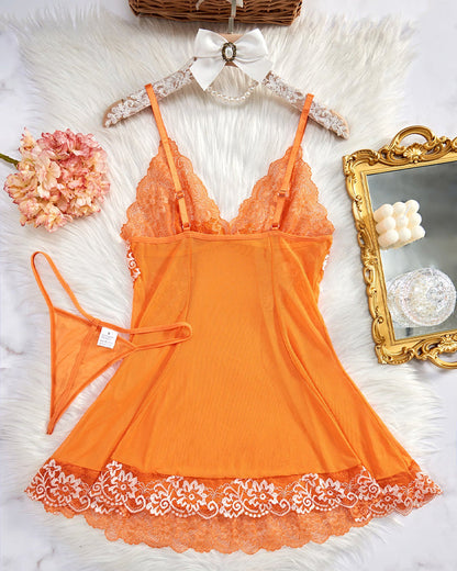Ocevara Sexy Sheer Lace Nightgown with G-String - image 10