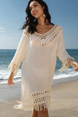 Ocevara Solid Color Tassel Swimsuit Cover Up - image 2