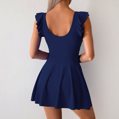 Ocevara Ocevara - Women One Piece Swim Dress Tummy Control Swimsuit Slimming Ruffle Side Tie Knot - image 12