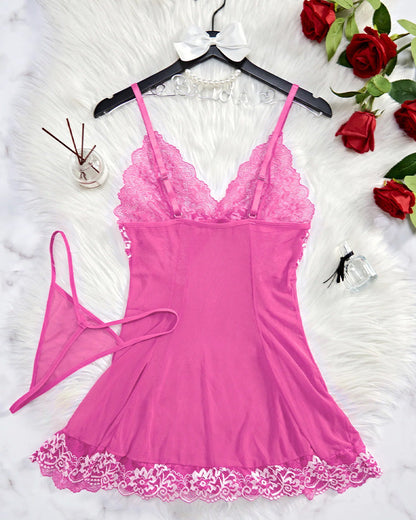 Ocevara Sexy Sheer Lace Nightgown with G-String - image 15