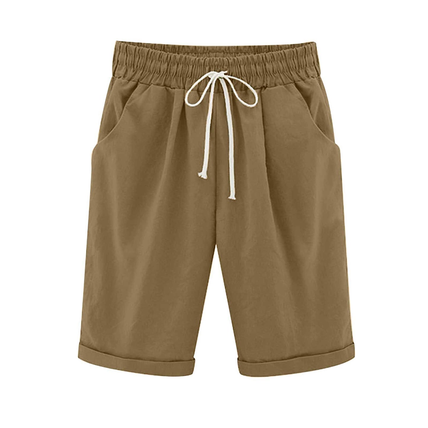Ocevara Ocevara - Women's Elastic Waist Knee Length Casual Cotton Bermuda Shorts with Drawstring - image 19