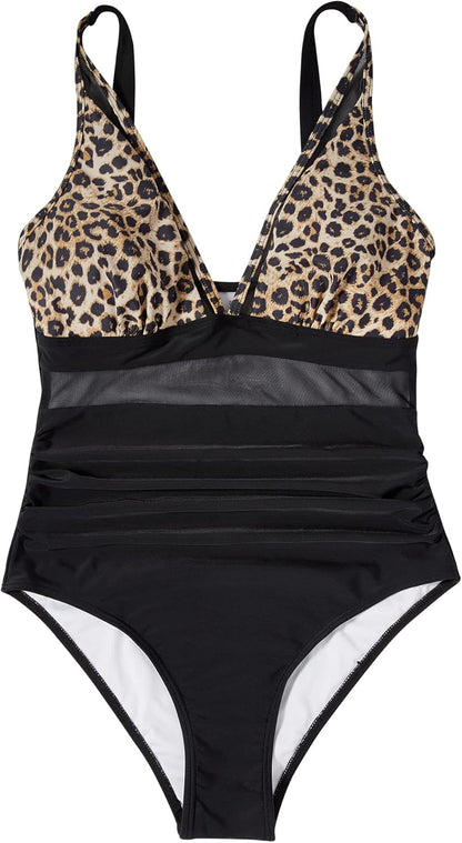 Ocevara Ocevara - Women Sexy Mesh Tummy Control Swimsuit Push Up High Waisted Bathing Suit - image 3