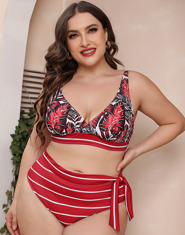 Ocevara Printed Stripe Plus Size Bikini - image 6