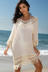Ocevara Solid Color Tassel Swimsuit Cover Up - image 1